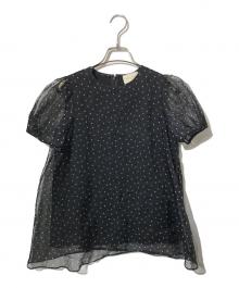 UNITED ARROWS TOKYO（ユナイテッドアローズトウキョウ）の古着「オーガンジー ミニパフ ショートスリーブ ブラウス」｜ブラック