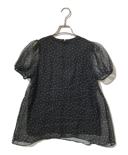 UNITED ARROWS TOKYO（ユナイテッドアローズトウキョウ）UNITED ARROWS TOKYO (ユナイテッドアローズトウキョウ) オーガンジー ミニパフ ショートスリーブ ブラウス ブラック サイズ:表記なしの古着・服飾アイテム