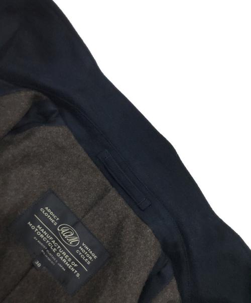 ADDICT CLOTHES（アディクト クローズ）ADDICT CLOTHES (アディクト クローズ) ACVM COTTON FLANNEL MOTORCYCLE COAT ネイビー サイズ:38の古着・服飾アイテム