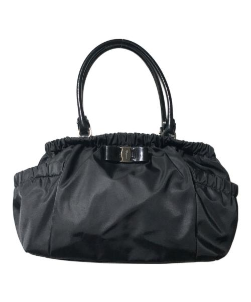 Salvatore Ferragamo（サルヴァトーレ フェラガモ）Salvatore Ferragamo (サルヴァトーレ フェラガモ) ヴァラリボン ナイロントートバッグ ブラックの古着・服飾アイテム