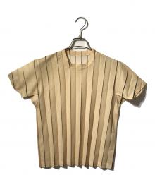 ISSEY MIYAKE（イッセイミヤケ）の古着「プリーツカットソー/半袖カットソー」｜ベージュ