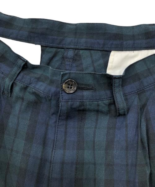 ILL ONE EIGHTY（イルワンエイティ）ill one eighty (イルワンエイティ) LINEN PLAID 2-TUCK PANTS（リネン　パレッド　2タック　パンツ） グリーン サイズ:ＸＬの古着・服飾アイテム