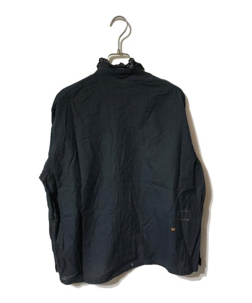 45R（フォーティファイブ・アール）45R (フォーティファイブ・アール) 春風インドカディのフリルブラウス ネイビー サイズ:2の古着・服飾アイテム