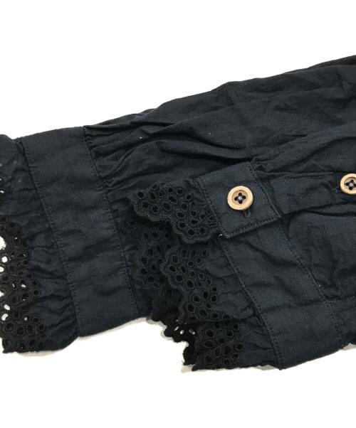 45R（フォーティファイブ・アール）45R (フォーティファイブ・アール) 春風インドカディのフリルブラウス ネイビー サイズ:2の古着・服飾アイテム