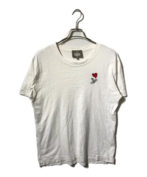 Vivienne Westwood man（ヴィヴィアン ウェストウッド マン）Vivienne Westwood man (ヴィヴィアン ウェストウッド マン) HEART BADGE ORB Tシャツ/半袖カットソー ホワイト サイズ:46の古着・服飾アイテム