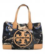 TORY BURCHトリーバーチ）の古着「ボタニカルナイロントートバッグ」｜ネイビー