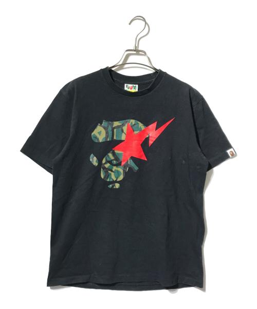 A BATHING APE（アベイシングエイプ）A BATHING APE (アベイシングエイプ) TRIAL CAMO FACE STA TEE/半そでカットソー ブラック サイズ:Mの古着・服飾アイテム