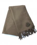 MONCLERモンクレール）の古着「ラムウールマフラー/ロゴワッペンフリンジウールマフラー」｜ブラウン