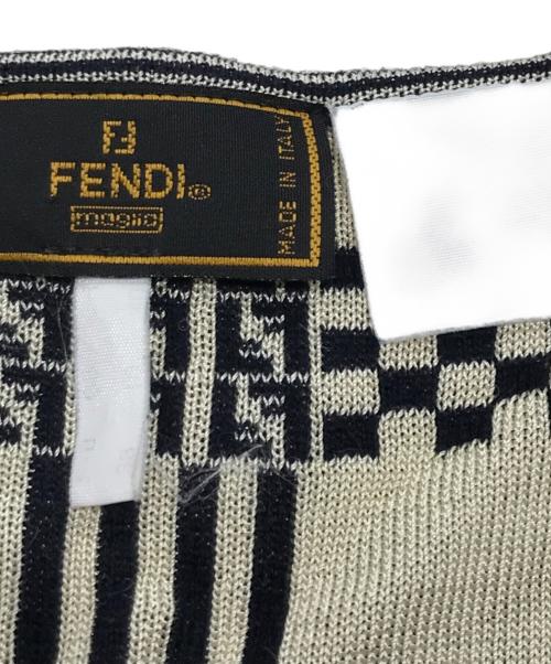 FENDI（フェンディ）FENDI (フェンディ) オールドスッカ柄半袖ニット ネイビー×ベージュ サイズ:36の古着・服飾アイテム
