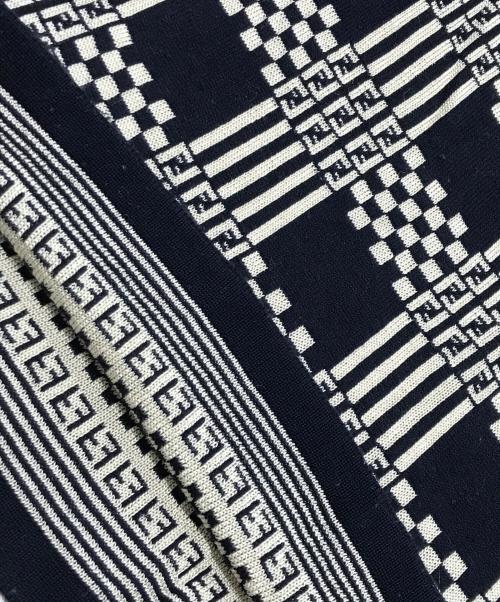 FENDI（フェンディ）FENDI (フェンディ) オールドスッカ柄半袖ニット ネイビー×ベージュ サイズ:36の古着・服飾アイテム