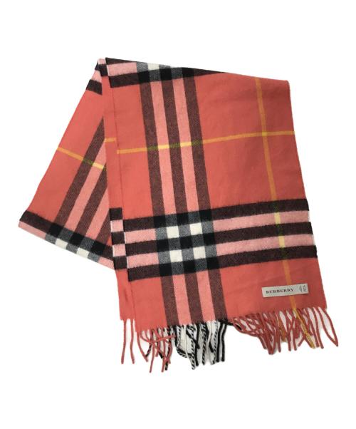 BURBERRY（バーバリー）BURBERRY (バーバリー) カシミヤノヴァチェックマフラー レッドの古着・服飾アイテム