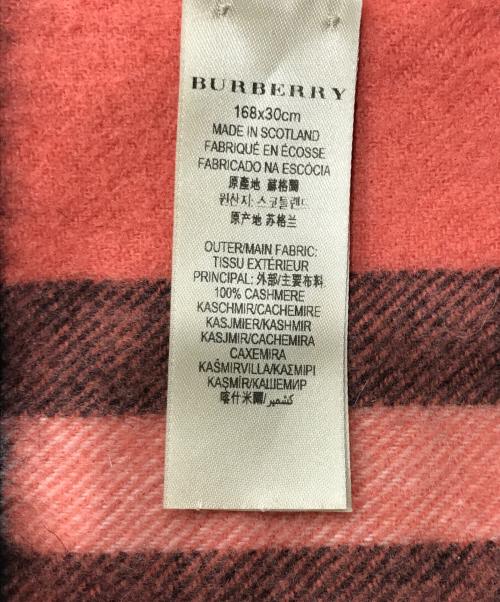 BURBERRY（バーバリー）BURBERRY (バーバリー) カシミヤノヴァチェックマフラー レッドの古着・服飾アイテム