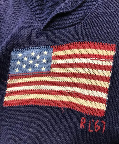 POLO RALPH LAUREN（ポロ・ラルフローレン）POLO RALPH LAUREN (ポロ・ラルフローレン) ショールカラーニット ネイビー サイズ:Mの古着・服飾アイテム
