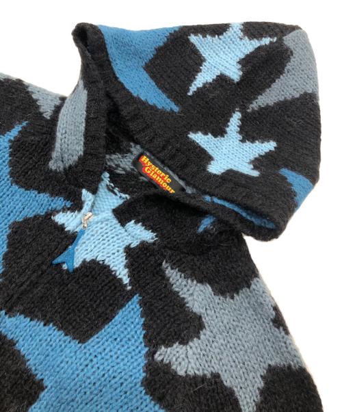 Hysteric Glamour（ヒステリックグラマー）Hysteric Glamour (ヒステリックグラマー) ジップアップニットパーカー ブラック×ブルー サイズ:FREEの古着・服飾アイテム