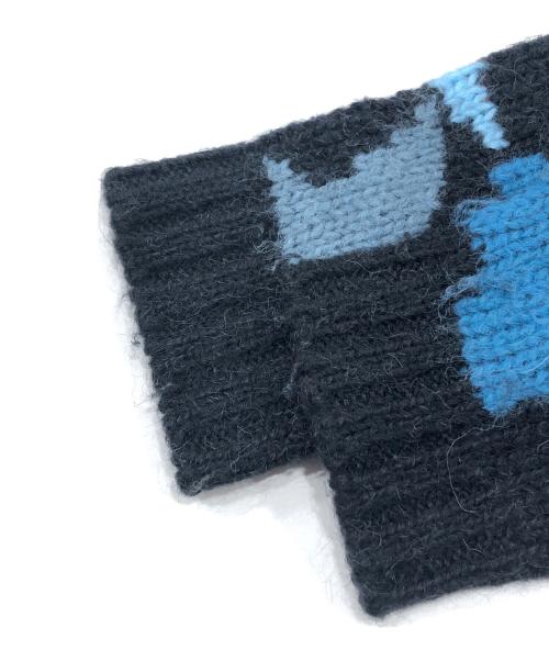 Hysteric Glamour（ヒステリックグラマー）Hysteric Glamour (ヒステリックグラマー) ジップアップニットパーカー ブラック×ブルー サイズ:FREEの古着・服飾アイテム