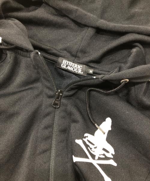Hysteric Glamour（ヒステリックグラマー）Hysteric Glamour (ヒステリックグラマー) プリントジップパーカー ブラック サイズ:Ｍの古着・服飾アイテム