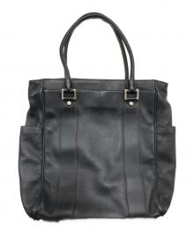 Dellga（デルガ）の古着「トートバッグ/シュリンクレザー ビジネスバッグ」｜ネイビー