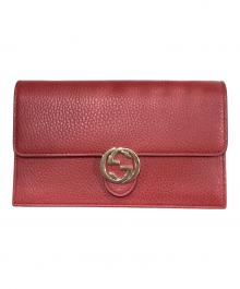 GUCCI（グッチ）の古着「インターロッキング・チェーンショルダーバッグ」｜レッド