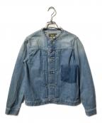 Ron Herman VINTAGEロンハーマン ヴィンテージ）の古着「ノーカラーデニムジャケット／ヴィンテージライクジャケット」｜インディゴ