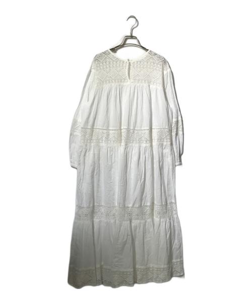 HYU（ヒュー）HYU (ヒュー) Spick and Span (スピック＆スパン) レースギャザーワンピース ホワイト サイズ:表記なしの古着・服飾アイテム