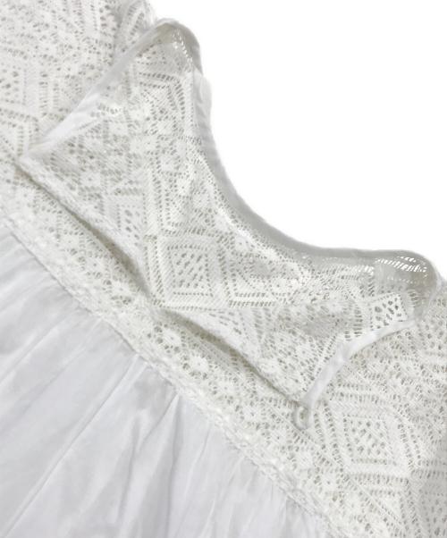 HYU（ヒュー）HYU (ヒュー) Spick and Span (スピック＆スパン) レースギャザーワンピース ホワイト サイズ:表記なしの古着・服飾アイテム