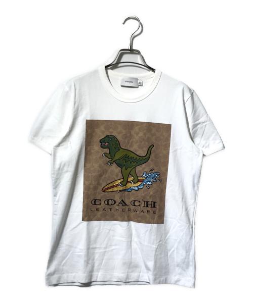 COACH（コーチ）COACH (コーチ) スクエアプリントTシャツ ホワイト サイズ:Sの古着・服飾アイテム