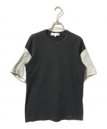 COMME des GARCONS SHIRT（コムデギャルソンシャツ）の古着「ダブルスリーブ Tシャツ/デザイン半袖カットソー」｜ブラック×グレー
