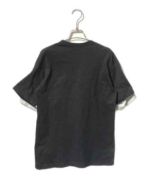 COMME des GARCONS SHIRT（コムデギャルソンシャツ）COMME des GARCONS SHIRT (コムデギャルソンシャツ) ダブルスリーブ Tシャツ/デザイン半袖カットソー ブラック×グレー サイズ:Mの古着・服飾アイテム