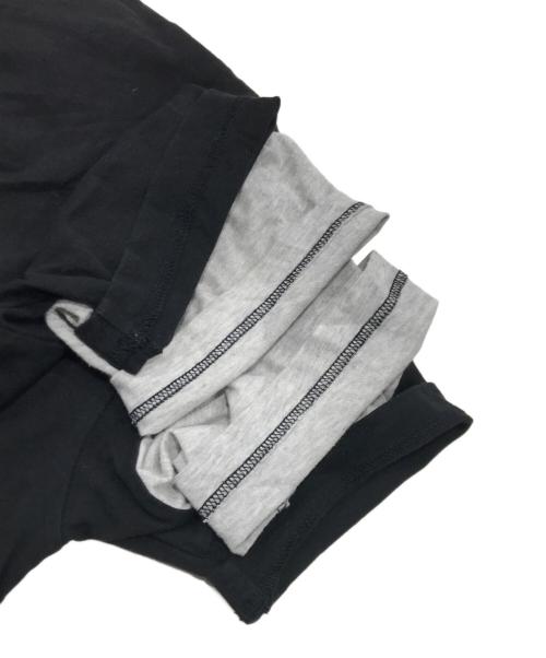 COMME des GARCONS SHIRT（コムデギャルソンシャツ）COMME des GARCONS SHIRT (コムデギャルソンシャツ) ダブルスリーブ Tシャツ/デザイン半袖カットソー ブラック×グレー サイズ:Mの古着・服飾アイテム