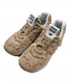 NEW BALANCE×MIU MIUニューバランス×ミュウミュウ）の古着「574デニムスニーカー」｜ブラウン