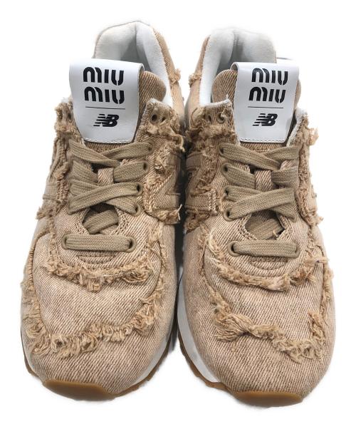 NEW BALANCE（ニューバランス）NEW BALANCE (ニューバランス) MIU MIU (ミュウミュウ) 574デニムスニーカー ブラウン サイズ:38の古着・服飾アイテム
