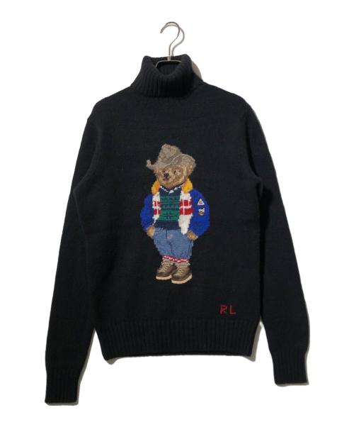POLO RALPH LAUREN（ポロ・ラルフローレン）POLO RALPH LAUREN (ポロ・ラルフローレン) カシミヤ混ポロベアタートルネックニット ブラック サイズ:XSの古着・服飾アイテム