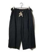 Y'sワイズ）の古着「ウール ギャバ ワイド クロップド パンツ」｜ブラック