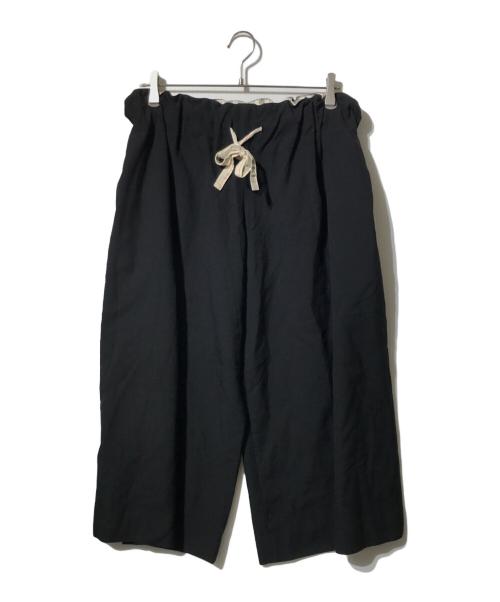 Y's（ワイズ）Y's (ワイズ) ウール ギャバ ワイド クロップド パンツ ブラック サイズ:1の古着・服飾アイテム
