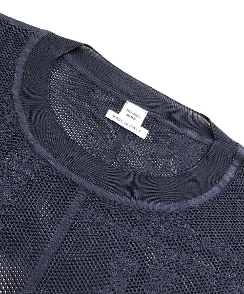 HERMES（エルメス）HERMES (エルメス) シルクメッシュカットソ- ネイビー サイズ:40の古着・服飾アイテム