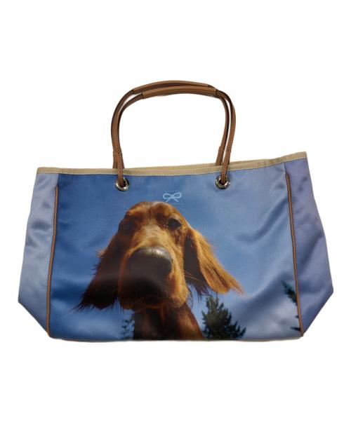 ANYA HINDMARCH（アニヤ・ハインドマーチ）ANYA HINDMARCH (アニヤ・ハインドマーチ) アニマルプリント転写トートバッグ ブルーの古着・服飾アイテム