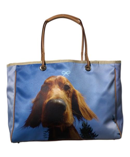 ANYA HINDMARCH（アニヤ・ハインドマーチ）ANYA HINDMARCH (アニヤ・ハインドマーチ) アニマルプリント転写トートバッグ ブルーの古着・服飾アイテム