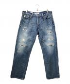 FDMTLファンダメンタル）の古着「ダメージデニムパンツ」｜インディゴ