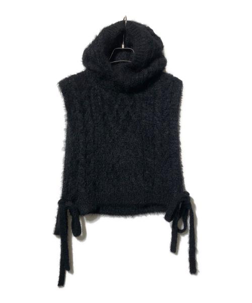 TAO COMME des GARCONS（タオ コムデギャルソン）TAO COMME des GARCONS (タオ コムデギャルソン) BATONER (バトナ―) モヘヤアラン柄 フード付ニットベスト ブラック サイズ:表記なしの古着・服飾アイテム