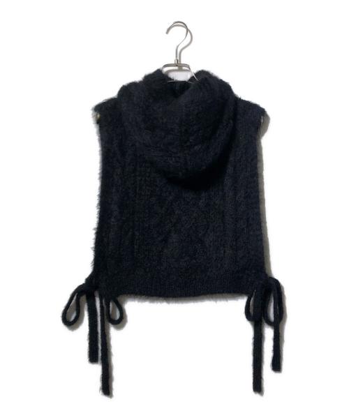 TAO COMME des GARCONS（タオ コムデギャルソン）TAO COMME des GARCONS (タオ コムデギャルソン) BATONER (バトナ―) モヘヤアラン柄 フード付ニットベスト ブラック サイズ:表記なしの古着・服飾アイテム