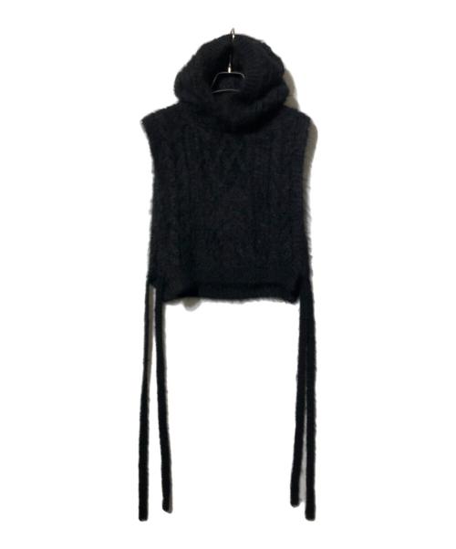 TAO COMME des GARCONS（タオ コムデギャルソン）TAO COMME des GARCONS (タオ コムデギャルソン) BATONER (バトナ―) モヘヤアラン柄 フード付ニットベスト ブラック サイズ:表記なしの古着・服飾アイテム
