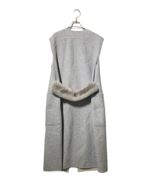 CYCLAS（シクラス）CYCLAS (シクラス) ミンクファーベルトリバーウールロングジレ グレー サイズ:34の古着・服飾アイテム