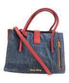 MIU MIUミュウミュウ）の古着「デニム2wayバッグ」｜レッド×インディゴ