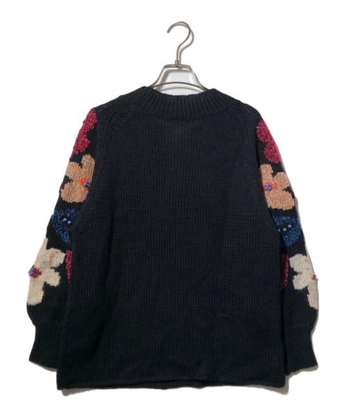 BEARDSLEY（ビアズリー）BEARDSLEY (ビアズリー) 袖ジャガードニット ブラック サイズ:Fの古着・服飾アイテム