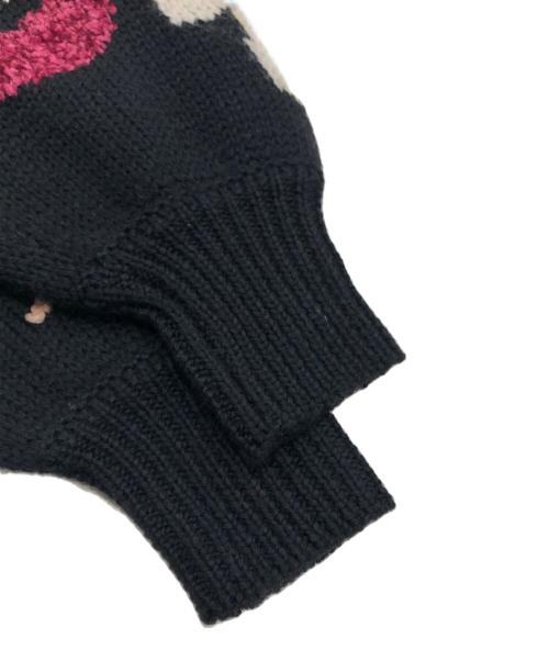 BEARDSLEY（ビアズリー）BEARDSLEY (ビアズリー) 袖ジャガードニット ブラック サイズ:Fの古着・服飾アイテム