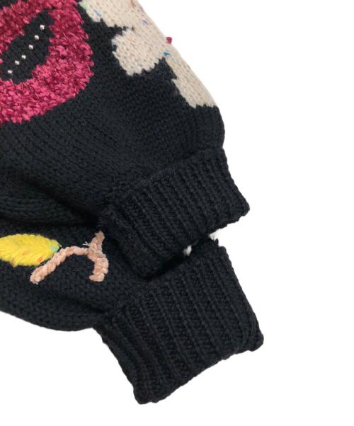 BEARDSLEY（ビアズリー）BEARDSLEY (ビアズリー) 袖ジャガードニット ブラック サイズ:Fの古着・服飾アイテム