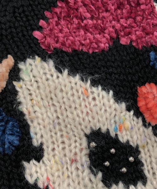 BEARDSLEY（ビアズリー）BEARDSLEY (ビアズリー) 袖ジャガードニット ブラック サイズ:Fの古着・服飾アイテム