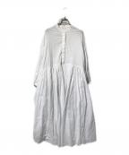 BEARDSLEYビアズリー）の古着「ギャザーワンピース／シャツワンピース」｜ホワイト