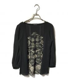 VIVIENNE TAM（ヴィヴィアンタム）の古着「パワーネットフラワープリントブラウス」｜ブラック