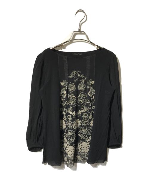VIVIENNE TAM（ヴィヴィアンタム）VIVIENNE TAM (ヴィヴィアンタム) パワーネットフラワープリントブラウス ブラックの古着・服飾アイテム